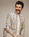 Manyavar Men Cream Georgette Elegance Indo Western