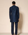 Manyavar Men Dark Blue Silk Indo Western Jacket with Embellishments