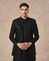 Manyavar Men Black Art Silk Indo Western with Sequins