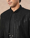 Manyavar Men Black Art Silk Indo Western with Sequins