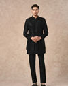 Manyavar Men Black Art Silk Indo Western with Sequins