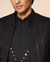 Manyavar Men Black Silk Indo Western with Sequins