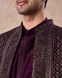 Manyavar Men Purple Majesty Georgette Indo Western