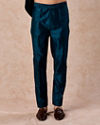 Manyavar Men Teal Blue Georgette Elegance Indo Western
