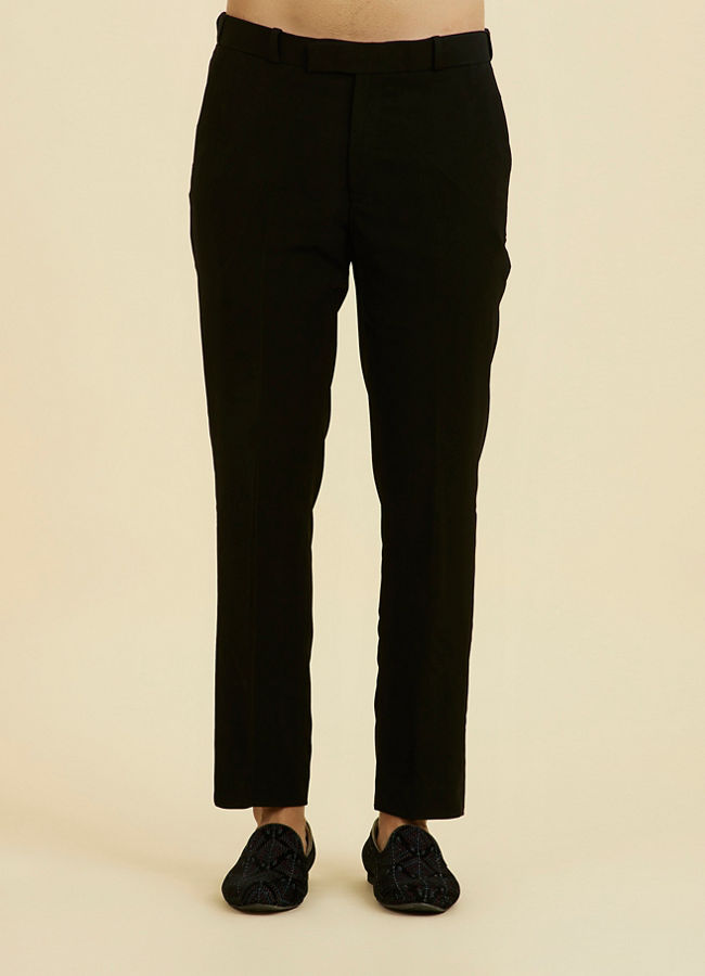 Manyavar Men Black Velvet Indo Western