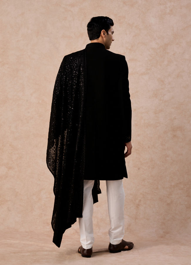 Manyavar Men Black Elegance Indo Western