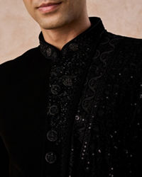 Manyavar Men Black Elegance Indo Western
