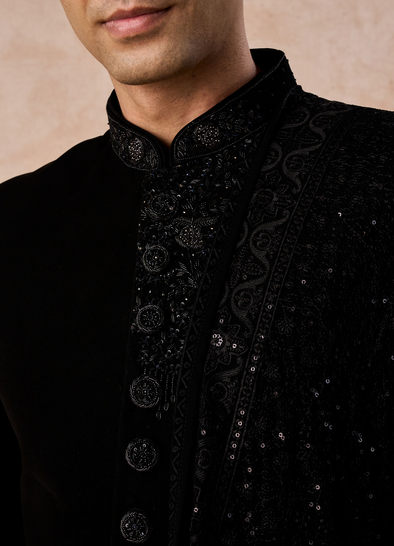 Manyavar Men Black Elegance Indo Western