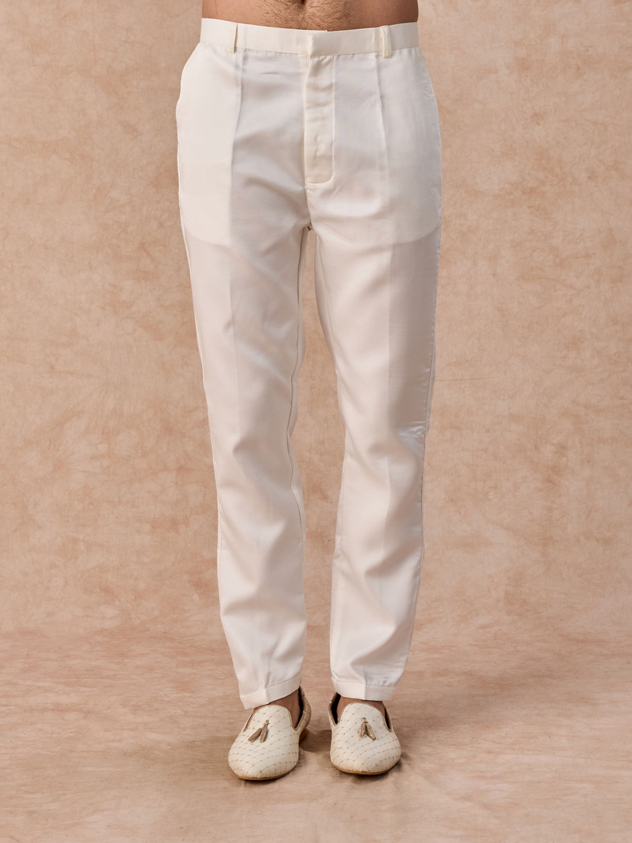 Manyavar Men Glistening Cream Satin Indo Western