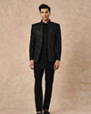 Manyavar Men Black Net Indo Western with Embroidery