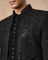 Manyavar Men Black Net Indo Western with Embroidery