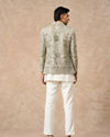Manyavar Men Pista Green Net Indo Western
