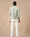 Manyavar Men Aqua Green Net Indo Western with Embroidery
