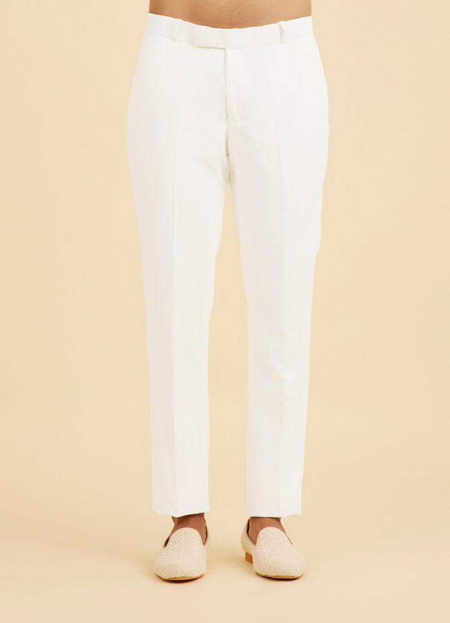 Manyavar Men Vijay's Light Grey & White Net Indo Western Set with Floral Embroidery