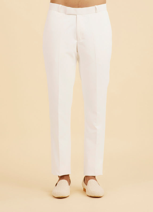 Manyavar Men Light Grey and White Net Indo Western Set