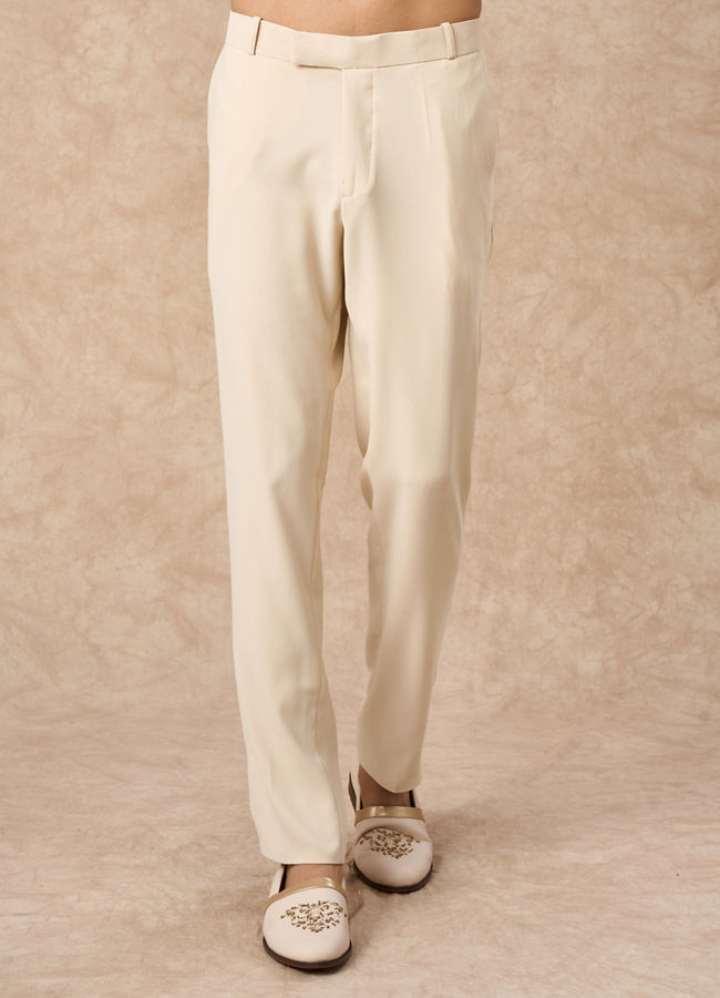 Manyavar Men Beige Net Indo Western