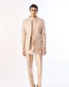 Manyavar Men Champagne Silk Indo Western Set with Jacket