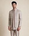 Manyavar Men Champagne Silk Indo Western Set with Jacket