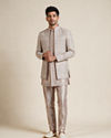 Manyavar Men Champagne Silk Indo Western Set with Jacket