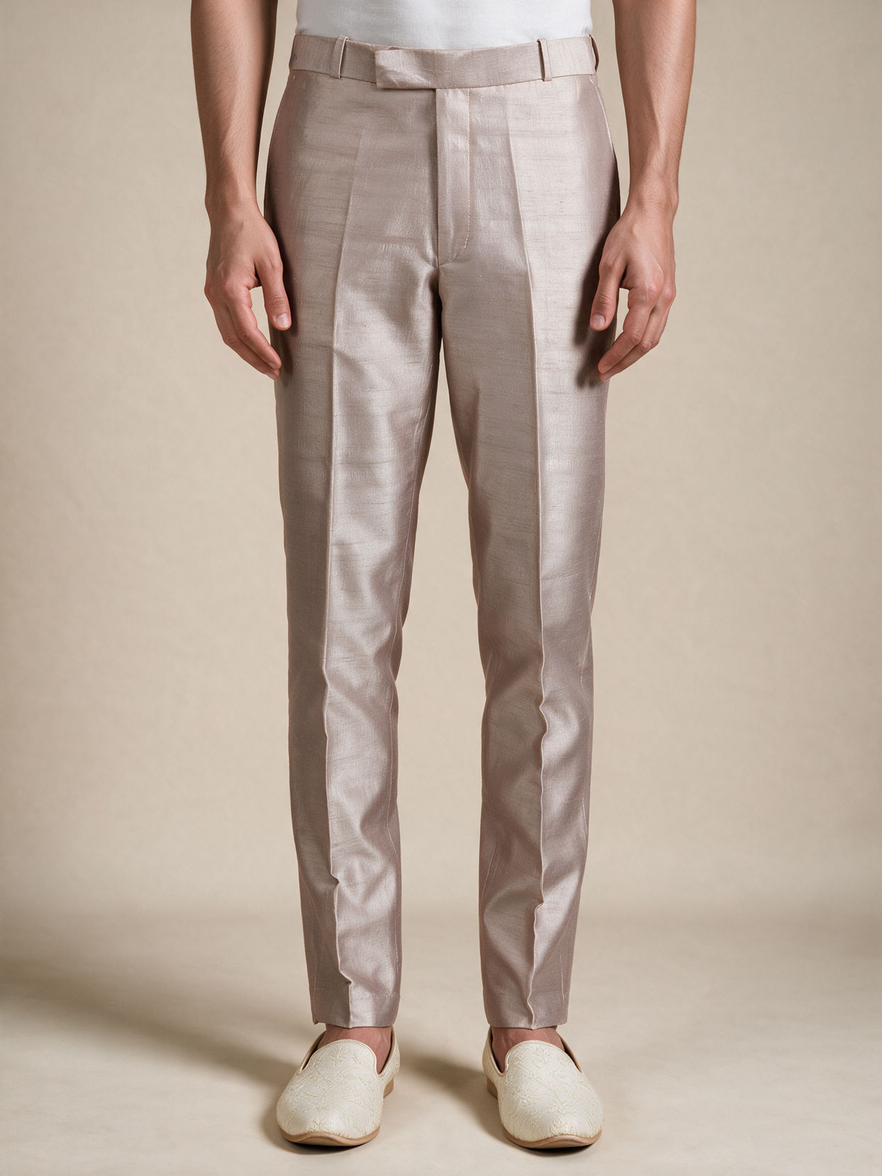 Manyavar Men Champagne Silk Indo Western Set with Jacket