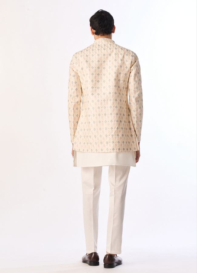 Manyavar Men Elegant Cream Indo Western
