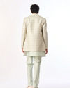 Manyavar Men Light Mid Green Blended Viscose Indo Western Jacket Set