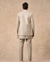Manyavar Men Beige Blended Viscose Indo Western Jacket with Embroidery