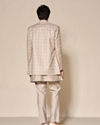 Manyavar Men Beige Blended Viscose Indo Western Jacket with Embroidery