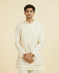 Manyavar Men Elegant Cream Indo Western