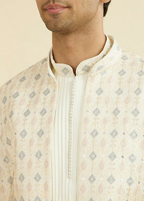 Manyavar Men Elegant Cream Indo Western