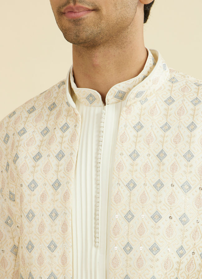 Manyavar Men Elegant Cream Indo Western