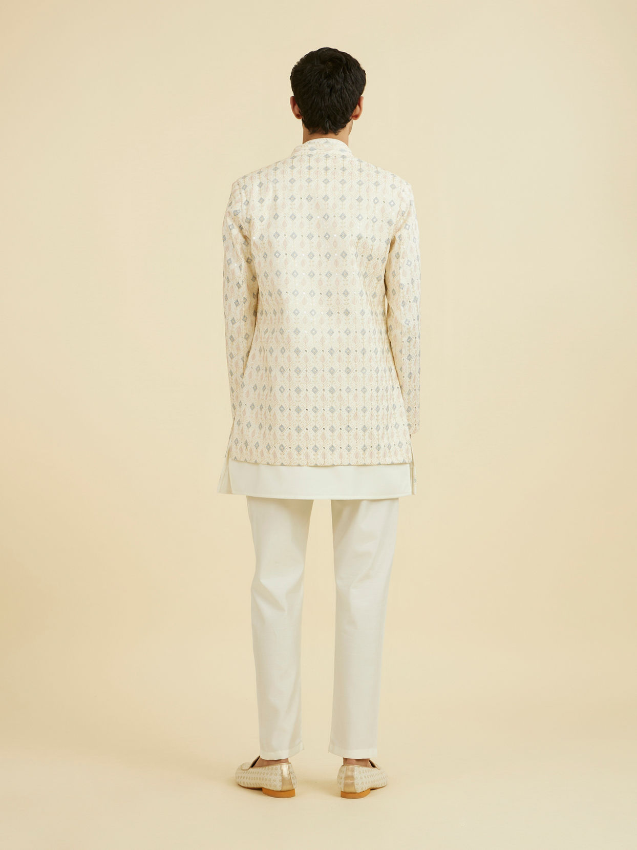 Manyavar Men Elegant Cream Indo Western