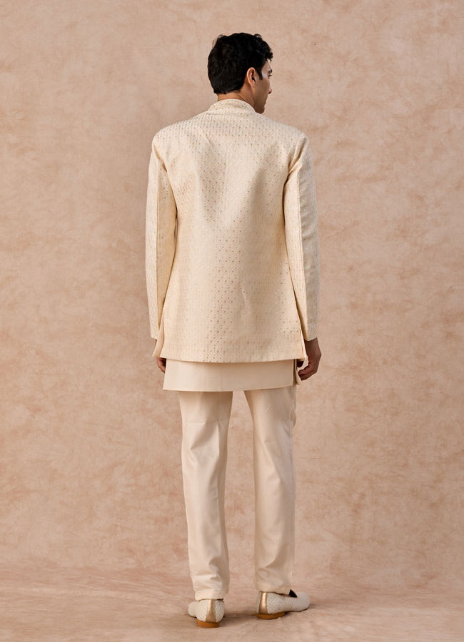 Manyavar Men Majestic Cream Indo Western Ensemble