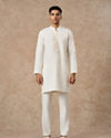 Manyavar Men Cream Blended Viscose Indo Western with Dupatta