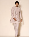 Manyavar Men Pink Silk Indo Western with Embroidery