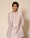 Manyavar Men Pink Silk Indo Western with Embroidery