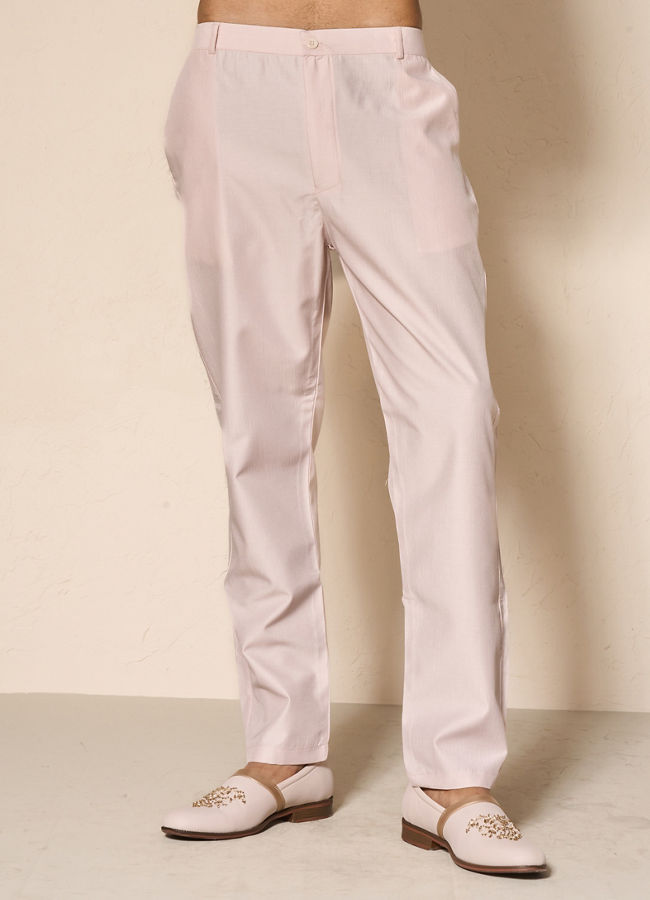 Manyavar Men Pink Silk Indo Western with Embroidery