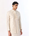 Manyavar Men Cream Silk Indo Western with Embroidery