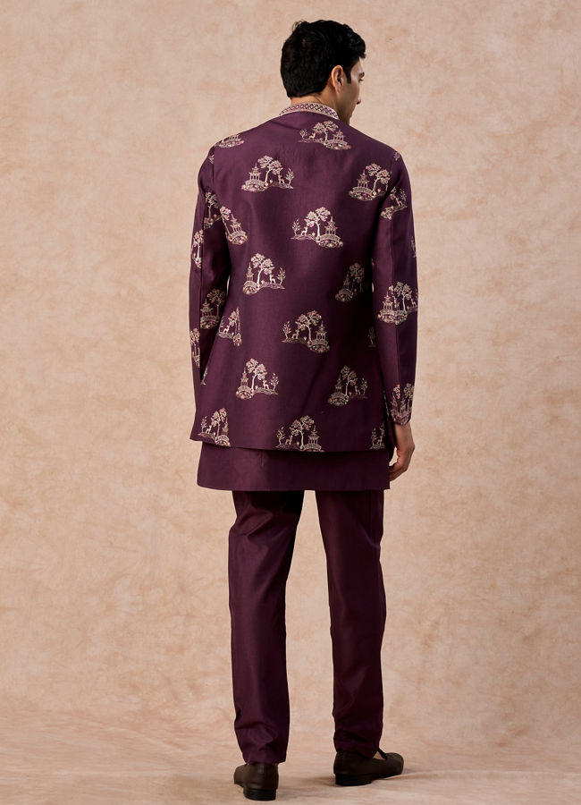 Manyavar Men Royal Purple Hues Indo Western