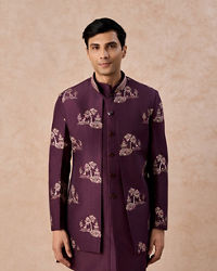 Manyavar Men Royal Purple Hues Indo Western