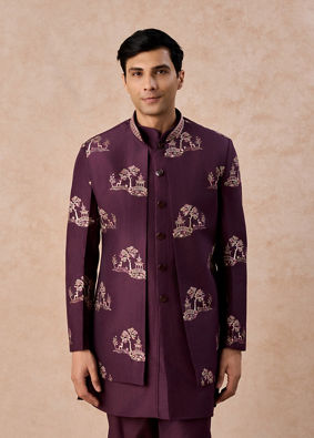 Manyavar Men Royal Purple Hues Indo Western