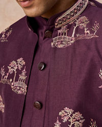 Manyavar Men Royal Purple Hues Indo Western