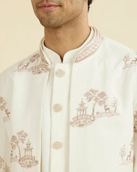 Manyavar Men Regal Cream Indo Western Set