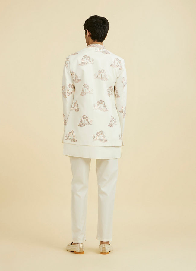 Manyavar Men Regal Cream Indo Western Set