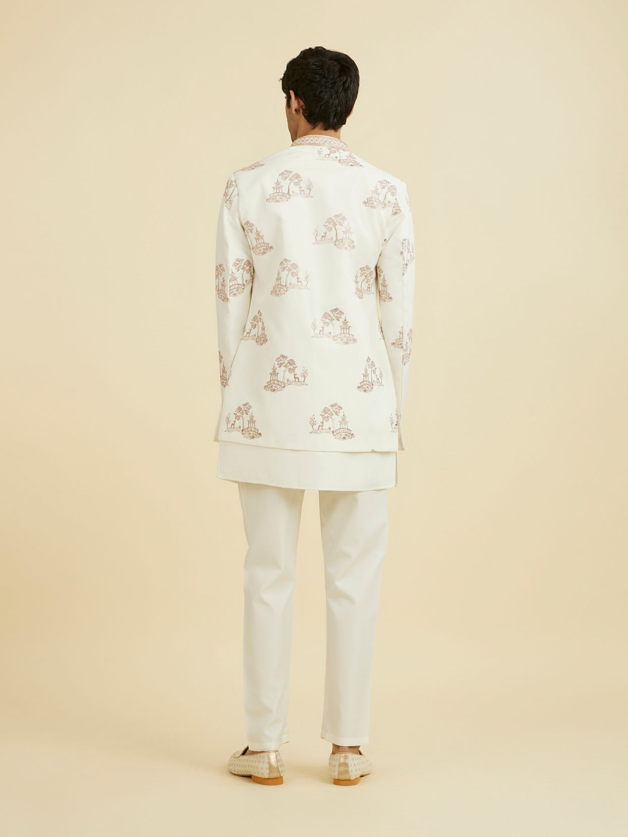 Manyavar Men Regal Cream Indo Western Set