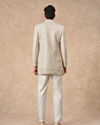 Manyavar Men Cream Georgette Indo Western Jacket with Embroidery