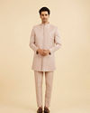 Manyavar Men Vijay's Beige Indo Western Set with Paisley Embroidery