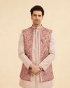 Beige Art Silk Indo Western Set