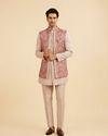Manyavar Men Beige Art Silk Indo Western Set