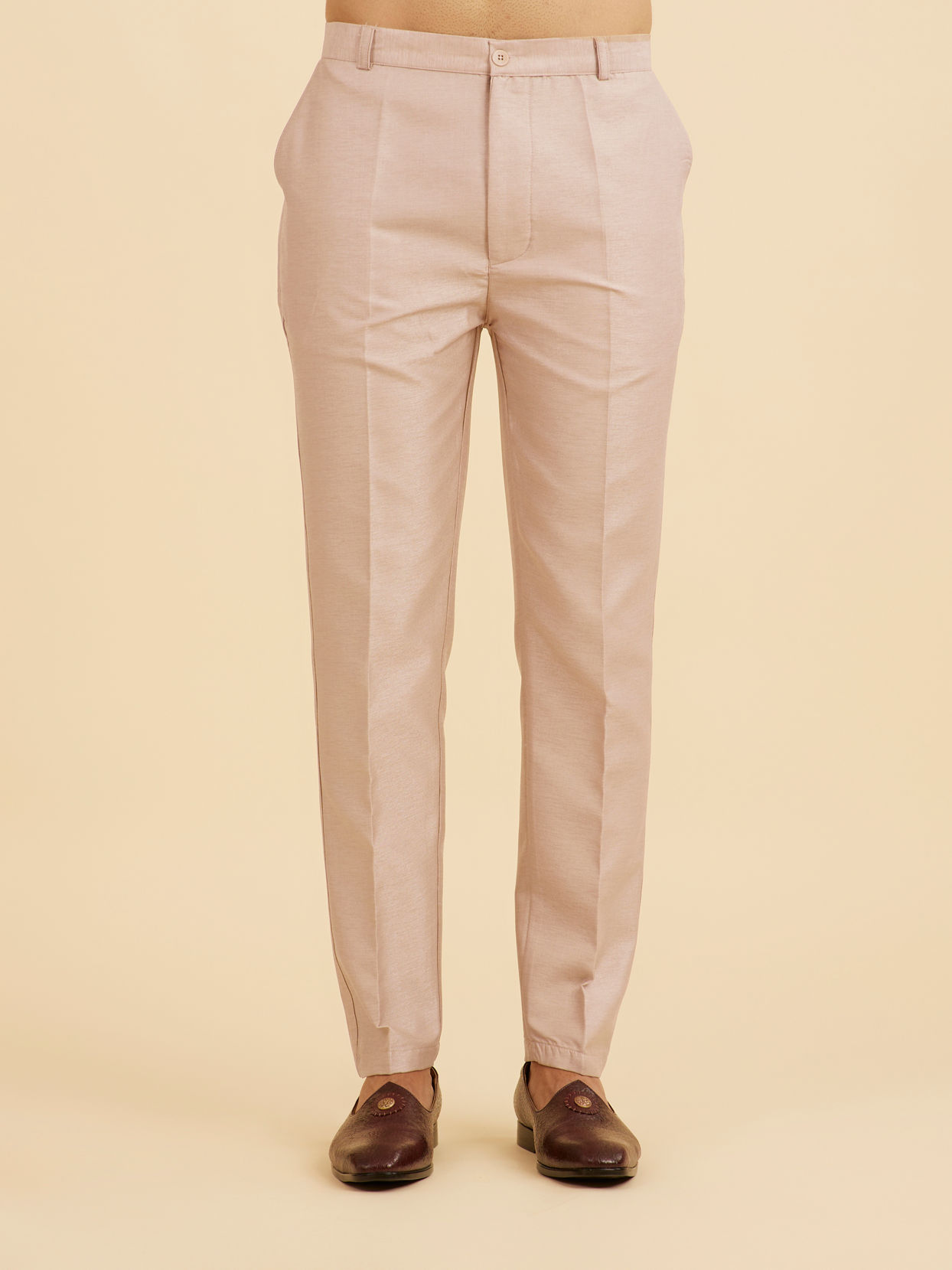 Manyavar Men Beige Art Silk Indo Western Set